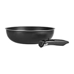 Sitram 713777 Wok Aluminium Ø 28 cm - Colori Noir - Manche amovible SITRAMOVIBLE - Tous feux dont induction - revêtement noir anti-adhérent sans PFOA