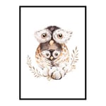 Poster Gallerix Watercolor Owl Family