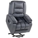 HOMCOM Fauteuil électrique releveur, Fauteuil Relax électrique, Assemblage Facile, 8 Points de Massage vibrants, Chauffant, revêtement en Imitation Velours, 2 télécommandes, Gris