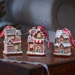 Christmas Gingerbread Tree Decorations 3pc Home Ornament House Bauble Xmas