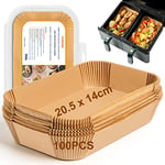 HONYAO Papier Cuisson pour Ninja Air Fryer, 100 Pièces 20,5x14cm Rectangulair Paper Liners Friteuse Sans Huile Accessoires compatible avec Ninja Foodi Dual Zone Double Stack et autres Double Airfryer