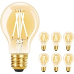 6 Ampoules led E27 4W eq 40W, A60 Vintage Edison Ampoule à filament Blanc chaud 2700K économie d'énergie pour Maison hôtel - ZMH