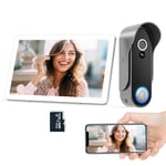 SIMBAILAI 8 Pouces WIFI 1080P Interphone Vidéo Sans Fil Visiophone Portier,Tuya APP,Écran Tactile,Ultra-mince, Détection de Mouvement,Champs de Vision 160°, IP65,Stockage Vidéo Gratuit,Sonnette vidéo