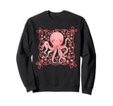 Octopus Cute Pink Scalloped Bows Flowers Sea Animal Sweatshirt