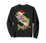 Xmas Lights Santa Hat Rainbow Trout Fish Christmas Sweatshirt