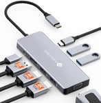 USB C Docking Station Quad Display, 8 in 1 Laptop Docking Station Dual Monitor, Single 8K@30Hz DP, Dual 4K@60Hz HDMI, VGA, 3 USB Ports, 100W PD, USB C Hub Dock for Dell, HP, Lenovo, ASUS Laptops