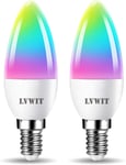 E14 WiFi Smart Candle Bulb 5W RGB 470Lm, Voice Control, Compatible Alexa, 2PCS