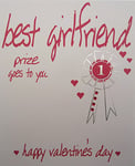 White Cotton Cards Best Girlfriend Prix Goes to You Happy Valentine's Day à la Main à Motif Carte de Saint-Valentin