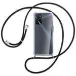 Collier pour Oppo A16 (CPH2269, 6.52'') noir (A) Etui Coque antichoc avec cordon