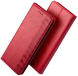 FANFO® Case for Xiaomi Mi 10T Lite, Premium Leather Wallet Magnetic Clasps Folio Book Style Cover, Red