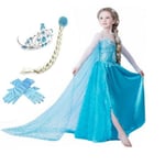 Elsa princess klänning + tiara/fläta/handskar 100 cl