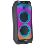 Ibiza - WAVE8 - Enceinte de 600W/2x8” avec Bluetooth, USB et microSD - Effets LEDs Wave et Connexion sans Fil TWS - Noir