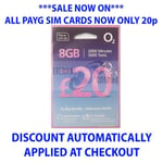 PAYG O2 BIG BUNDLE £20 SIM 8GB DATA NOW ONLY 20p (DISCOUNT AUTO APPLIED)