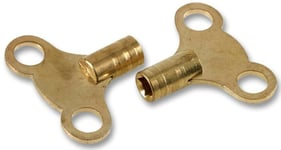 Brass Clock Type Radiator Key - 2 Pack for bleeding radiators