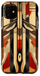 Coque pour iPhone 11 Marron Art Déco Ethnique Vintage F4 Phantom II Jet Fighter