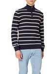 GANT Men's D1. Texture Breton Half Zip Sweater, Eggshell, S