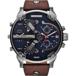 Diesel DZ7314 Mr Daddy Dual Time Chronograph Navy Blue Dial Mens Watch - Brown - One Size