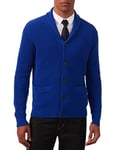 Kallspin Cardigan Homme en Laine Mélangée à Col Châle Pull Gilet Boutonné en Tricot avec Poches (Bleu Royal, XXL)