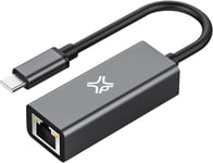 Adaptateur USB-C vers Ethernet LAN, 10/100/1000 Mbps, RJ45, Plug & Play, Rapide et Stable, boîtier Aluminium pour MacBook, iPad, Samsung et Autres appareils USB-C - Space Grey