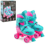 UK Kids Quad Skates Beginner Adjustable Roller Skates Girls Pink Blue Uk