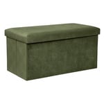 Atmosphera Créateur D'intérieur - Banquette Coffre Pliable en Velours 'Lilou' 76cm Kaki