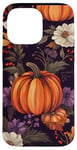 Coque pour iPhone 14 Pro Max Violet Bohème Floral Citrouille Motif Vintage Décor Automne