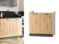 Kitchen Sink Cabinet 800mm Unit 80cm Base Cupboard Grey Oak Effect Clara 