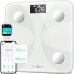 Scales For Body Weight, Runstar Digital Bathroom Scales High Accuracy Weighing Scales with Color Display for BMI Body Fat 13 Body Composition Analyzer Sync with Fitness App -White