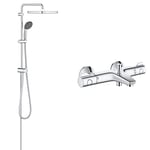 GROHE Colonne de douche avec inverseur manuel Vitalio Start 250, 50% d'économie d'eau et d'énergie & Mitigeur thermostatique douche Precision Flow, montage mural