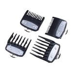 4x Peignes de Guidage, Guide Coupe Peigne Barbiers Coiffure Outils de Coiffure Universels Tondeuse à Cheveux Peigne Limite 1.5mm 3mm 4.5mm 6mm pour Accessoires de Barbiers Tondeuses à Domicile, noir