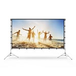 120 inch Projector Screen with Stand, Vamvo Outdoor Indoor Projector Screen 16:9 4K Full HD for Home Theatre Office Presentation, Portable Projector Screen Winkle-Free with Carrying Bag