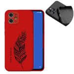 Coque rouge OPPO Reno 2Z plume noir personnalisee