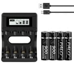 CITYORK AAA Lithium Batteries 1.5V 4 Pack and 4 Slots Fast Charger with USB Cable for 1.5V AA AAA Li-ion Batteries, AAA Lithium Rechargeable battery fit for Remote Control, Toys and Flashlight