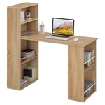 eSituro Bureau d'Ordinateur avec Rangement, 122x55cm Bureau Informatique avec 6 Étagères, Bureau de Travail, Bureau de Jeu, Table d'Étude avec Étagère pour Salon Bureau à Domicile, en Bois, Blanc2