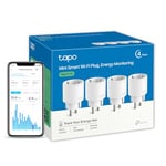Tapo Nano Prise Connectée WiFi, Suivi de consommation, 16A Type F, compatible avec Alexa/Google Home, Contrôler le ventilateur, le climatiseur, Économie d'énergie, Commande vocale, Tapo P115(4-pack)