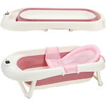 Swanew - Baignoire Pliable Bébé Pliante évolutive pp+pte Baignoire pour Bébé (avec Coussin de Bain) Rose