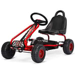 RELAX4LIFE Kart à Pédales pour Enfants avec Siège Réglable et Freins à Main, Avant et Arrière, Vélo d’Enfant 4 Roues Charge 30 kg Idéal Cadeau pour Enfants 3+ Ans (Style 3, Rouge)