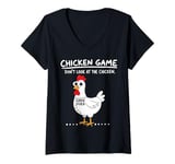 Womens Funny Chicken Game Don't Look At The Chicken Funny Chicken V-Neck T-Shirt