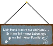 Schatzmix Plaque en métal pour Chien et la Vie familiale, 27 x 10 cm, décoration Sign avec Cordon en tôle, Multicolore