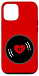 Coque pour iPhone 12/12 Pro disque vinyle vintage cœur album rouge valentines mignon rétro