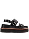 Clarks Orianna Glide Buckle Front Platform Sandals - Black