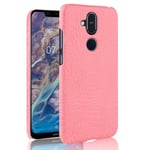 Nokia 8.1 - Krokodil Mönster Skal - Rosa Pink Rosa