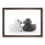 Big Box Art Rubber Ducks Opposites Attract Painting Framed Wall Art Picture Print Ready to Hang, Walnut A2 (62 x 45 cm)