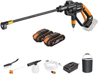 WORX Hydroshot WG620E.4 Nettoyeur Haute Pression sans Fil 18V Pistolet Nettoyage Voiture Arrosage Système Auto-amorçante Powershare avec Buse de Pulvérisation Lance Longue Tuyau de 6 m 120L/h 24Bar