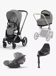 Cybex Priam Pushchair & Cloud T PLUS i-Size Car Seat with Base Bundle, Black/ Mirage Grey