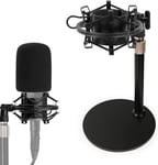 AT2020 Support de Microphone, Réglable Pied de Micro Support Avec Suspension Antichoc, Filtre Anti-pop, Base Lestée en Métal, pour Micro Audio Technica AT2020 AT2020USB AT2020USB + AT2035