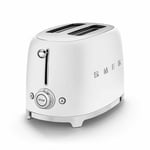 Smeg 2 Slice Toaster in Matte White TSF01WHMUK 950W Retro Style Stainless Steel