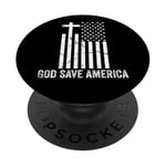 God Save America Sign,God American Flag Jesus Save America PopSockets Adhesive PopGrip