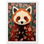 Red Panda Cute Tree Blossom Kids Bedroom Artwork Framed Wall Art Print A4