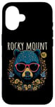 Coque pour iPhone 16 Rocky Mount NC Fun Ours portant des lunettes Motif fleurs